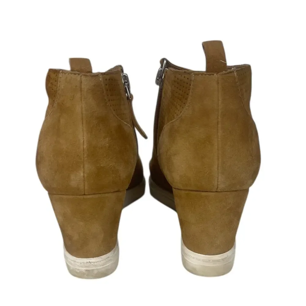 LINEA PAOLO Women's SUEDE PLATFORM WEDGE Shoes Tan Size 7.5 - 3